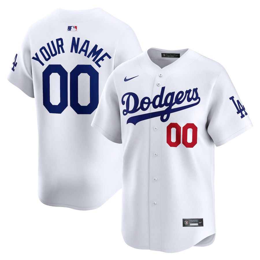 Men Los Angeles Dodgers Nike White Home Limited Custom MLB Jersey